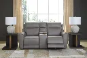 Ashley 5Z-Relaxation Dual Power Leather Reclining Loveseat with Console