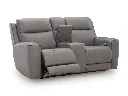Ashley 5Z-Relaxation Dual Power Leather Reclining Loveseat with Console