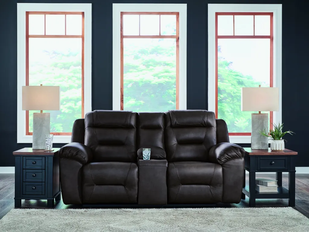 Ashley Beaman Peak DBL Rec Loveseat w/Console - Storm