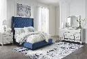 Ashley Coralayne Upholstered Queen Bed - Blue with Foundation M98