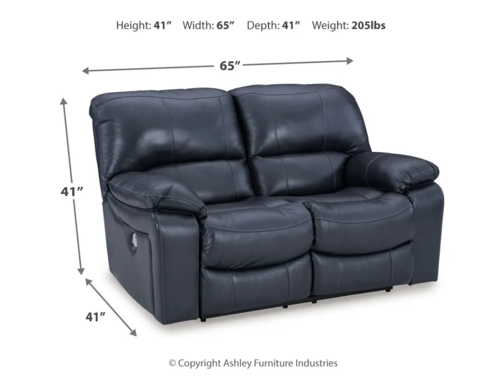 Ashley Leesworth Leather Reclining Loveseat - Ocean