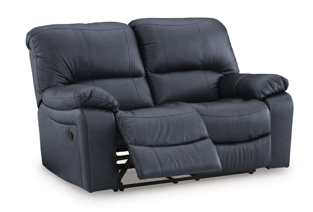 Ashley Leesworth Leather Reclining Loveseat - Ocean