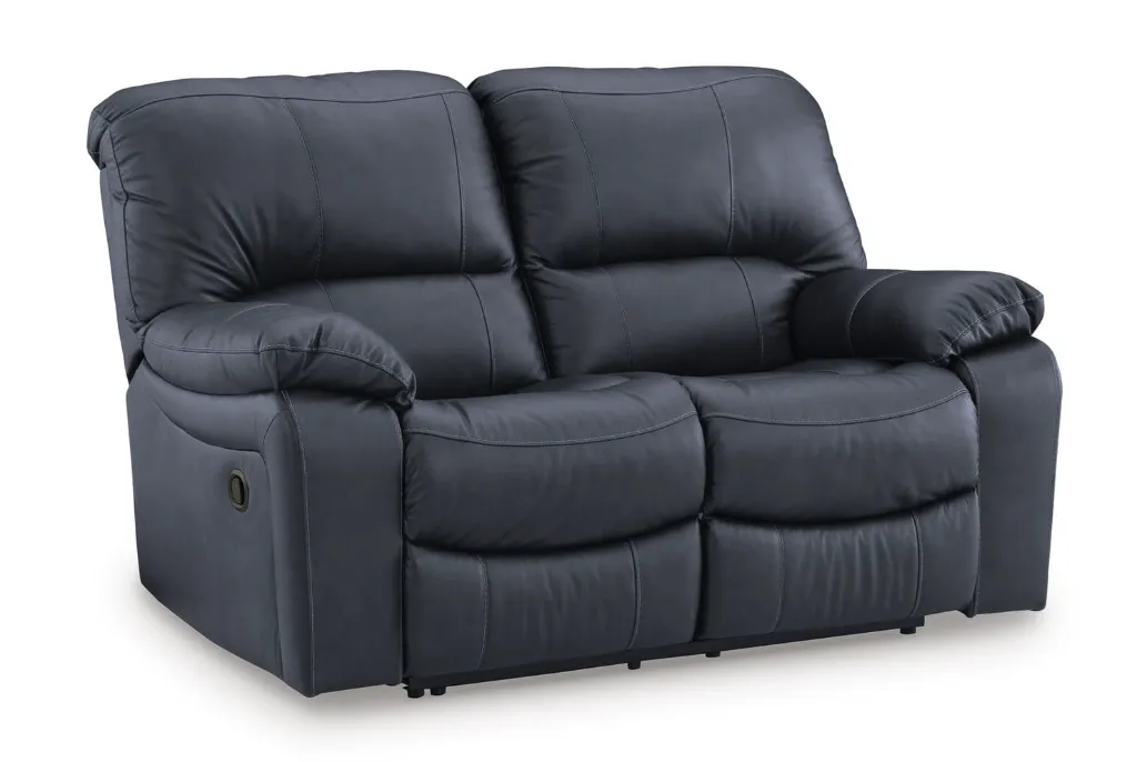 Ashley Leesworth Leather Reclining Loveseat - Ocean