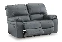 Ashley Leesworth Leather Reclining Loveseat - Steel