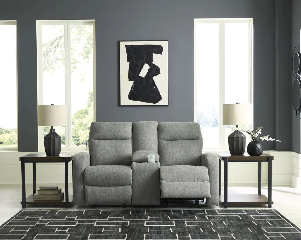 Ashley Moreau Place DBL Rec Loveseat w/Console - Sterling