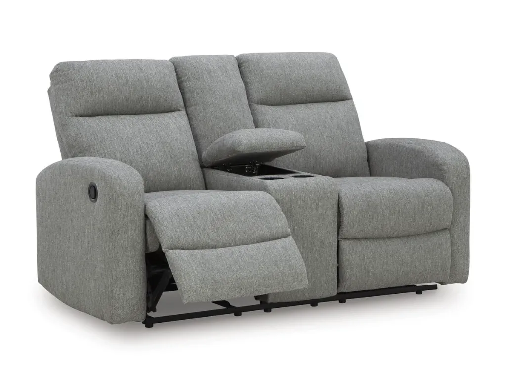 Ashley Moreau Place DBL Rec Loveseat w/Console - Sterling