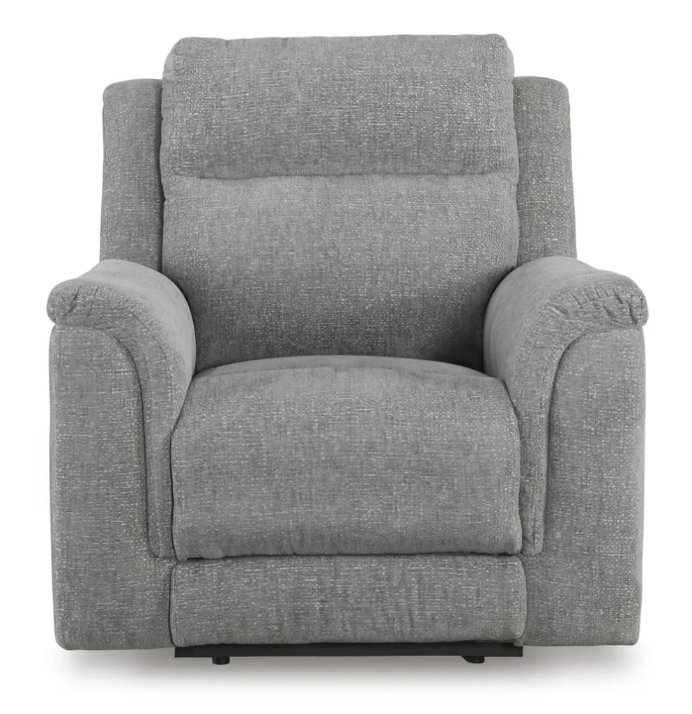 Ashley Overflow Power Recliner/ADJ Headrest - Steel