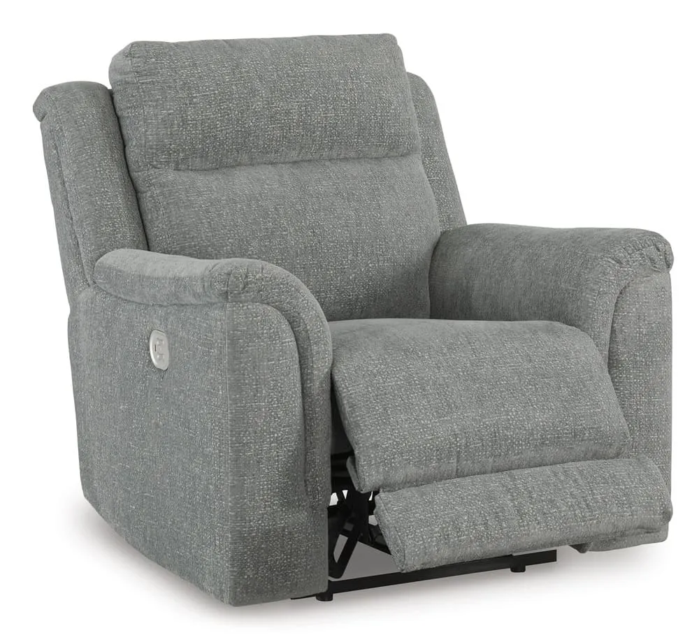 Ashley Overflow Power Recliner/ADJ Headrest - Steel
