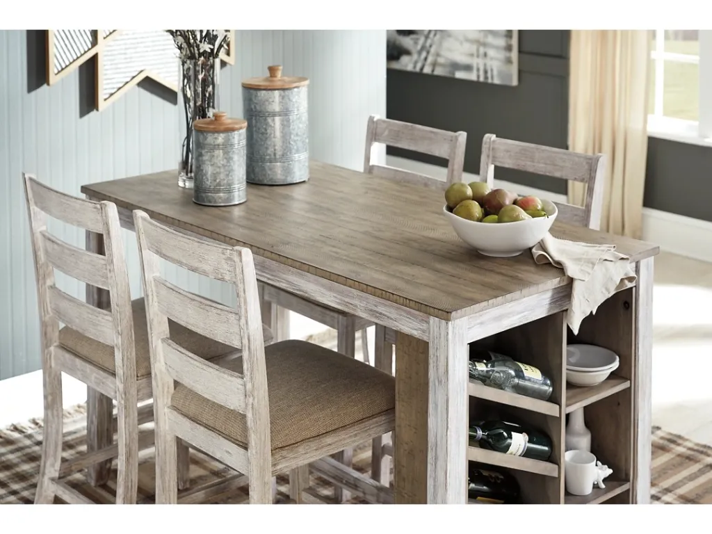 Ashley Skempton RECT Counter Table w/Storage - White/Light Brown