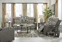 Ashley Stately Check Dual Power Reclining Sofa