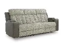 Ashley Stately Check Dual Power Reclining Sofa