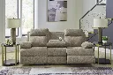 Ashley Tarrant Manual Reclining Sofa with Drop Down Table - Mocha