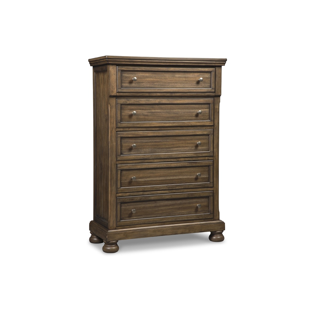 [B719-46] Ashley Flynnter 5 Drawer Chest of Drawers - Medium Brown