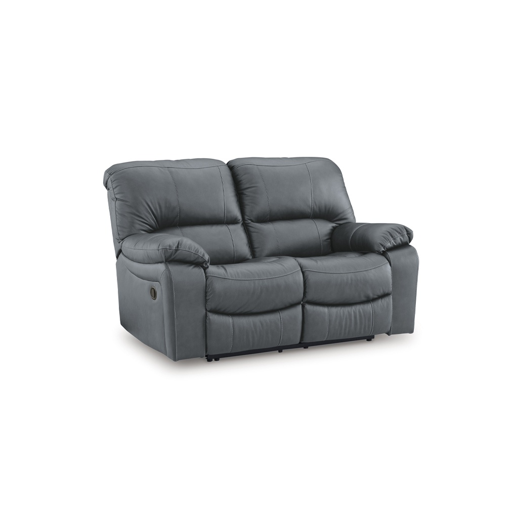 [U4383286] Ashley Leesworth Leather Reclining Loveseat - Steel