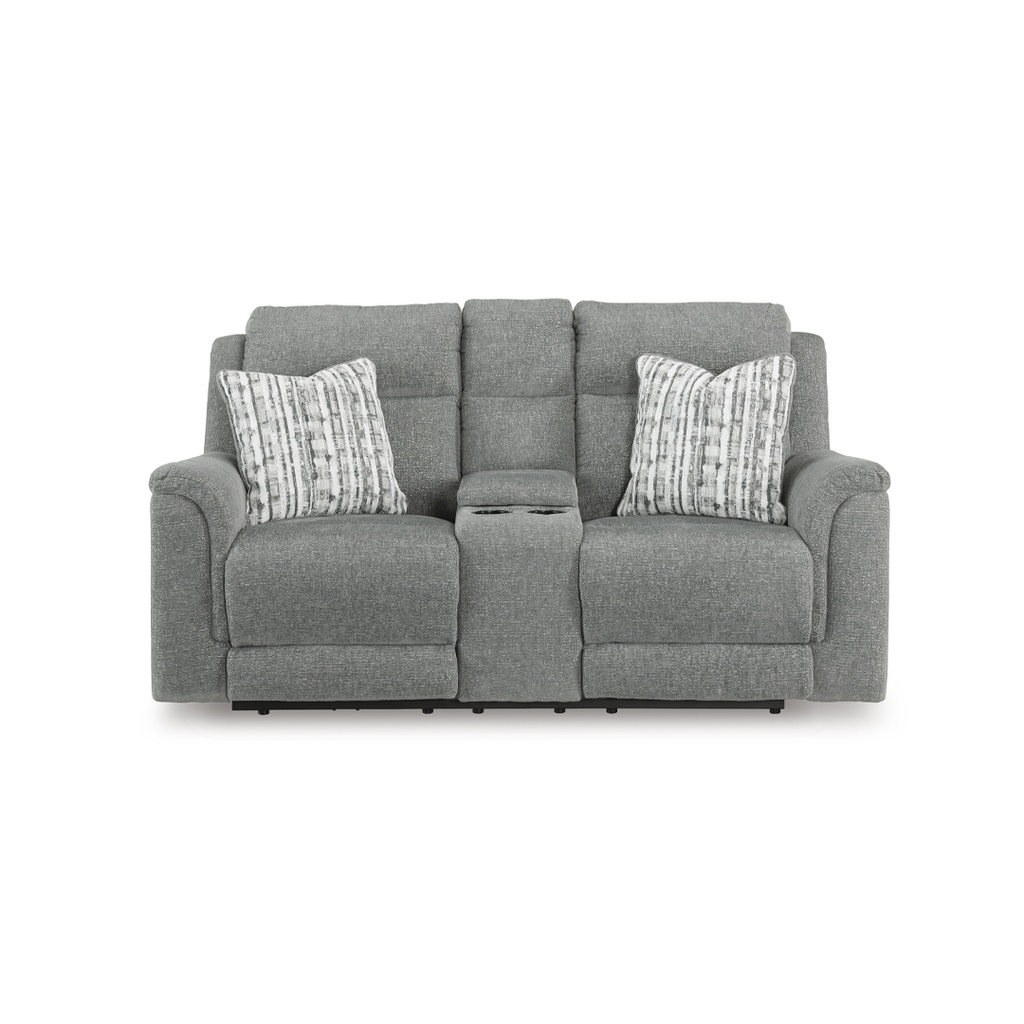 [5400218] Ashley Overflow Dual Power Reclining Loveseat with Console - Next-Gen Nuvella™ Performance Fabric
