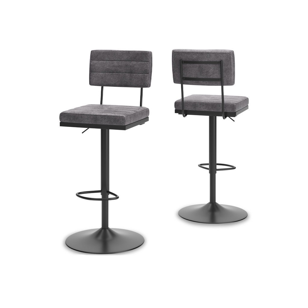 [D119-630] Ashley Strumford Bar Height Bar Stool with Seat and Back - Gray/Black