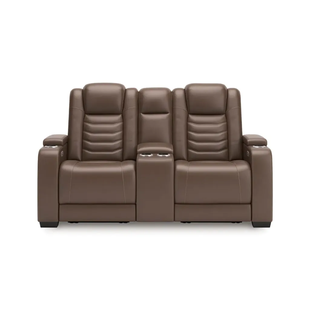Ashley High Impact Power Reclining Loveseat with Console & Adjustable Headrest