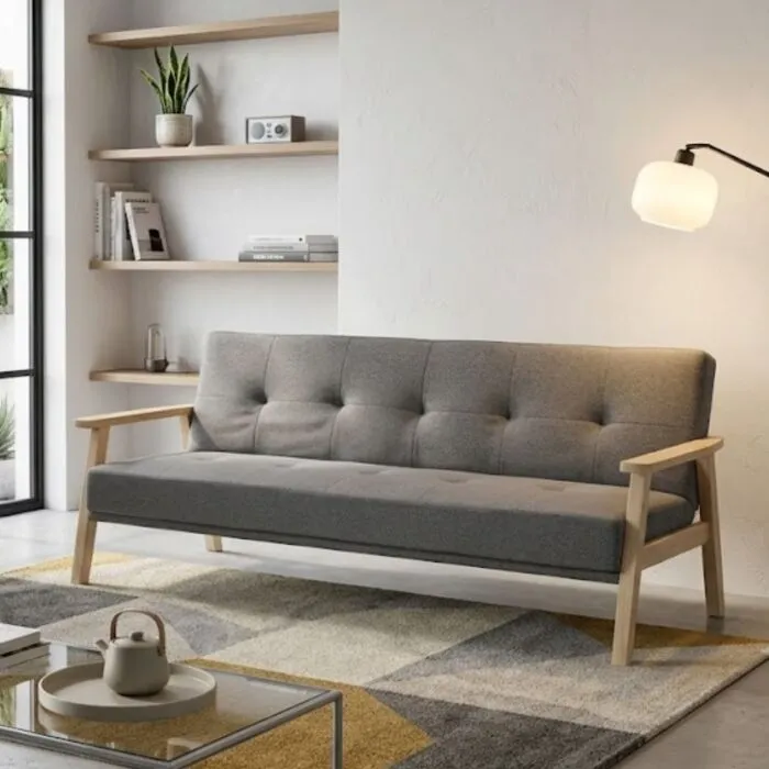 Marine Sofabed-Natural Wood/Grey