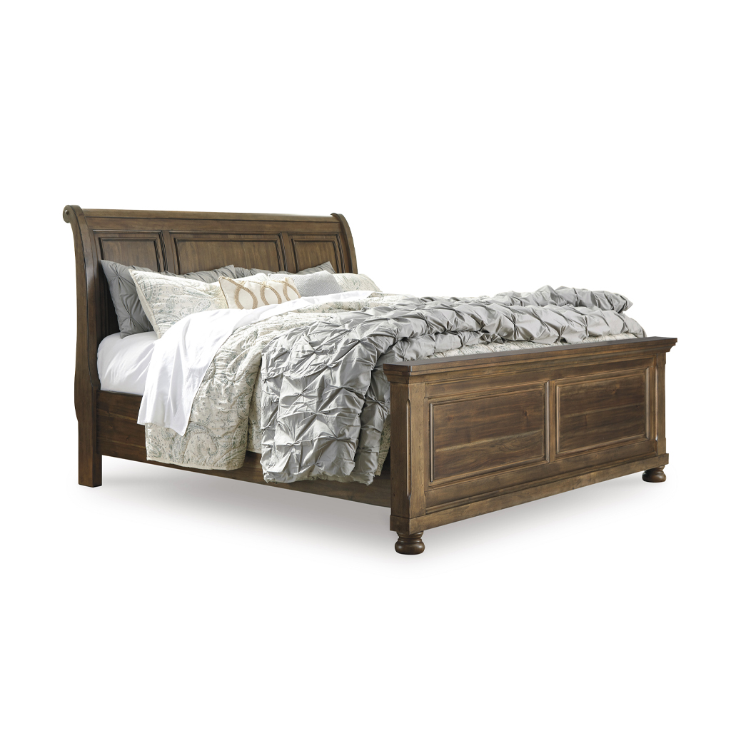 Ashley Flynnter Queen Panel Bed w/o Slats - Medium Brown