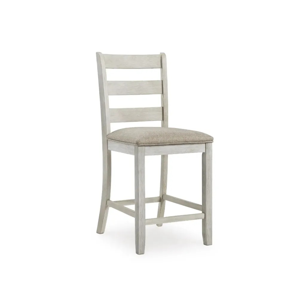 [D394-124] Skempton Counter Height Ladderback Bar Stool with Upholstered Seat - (2/CN)