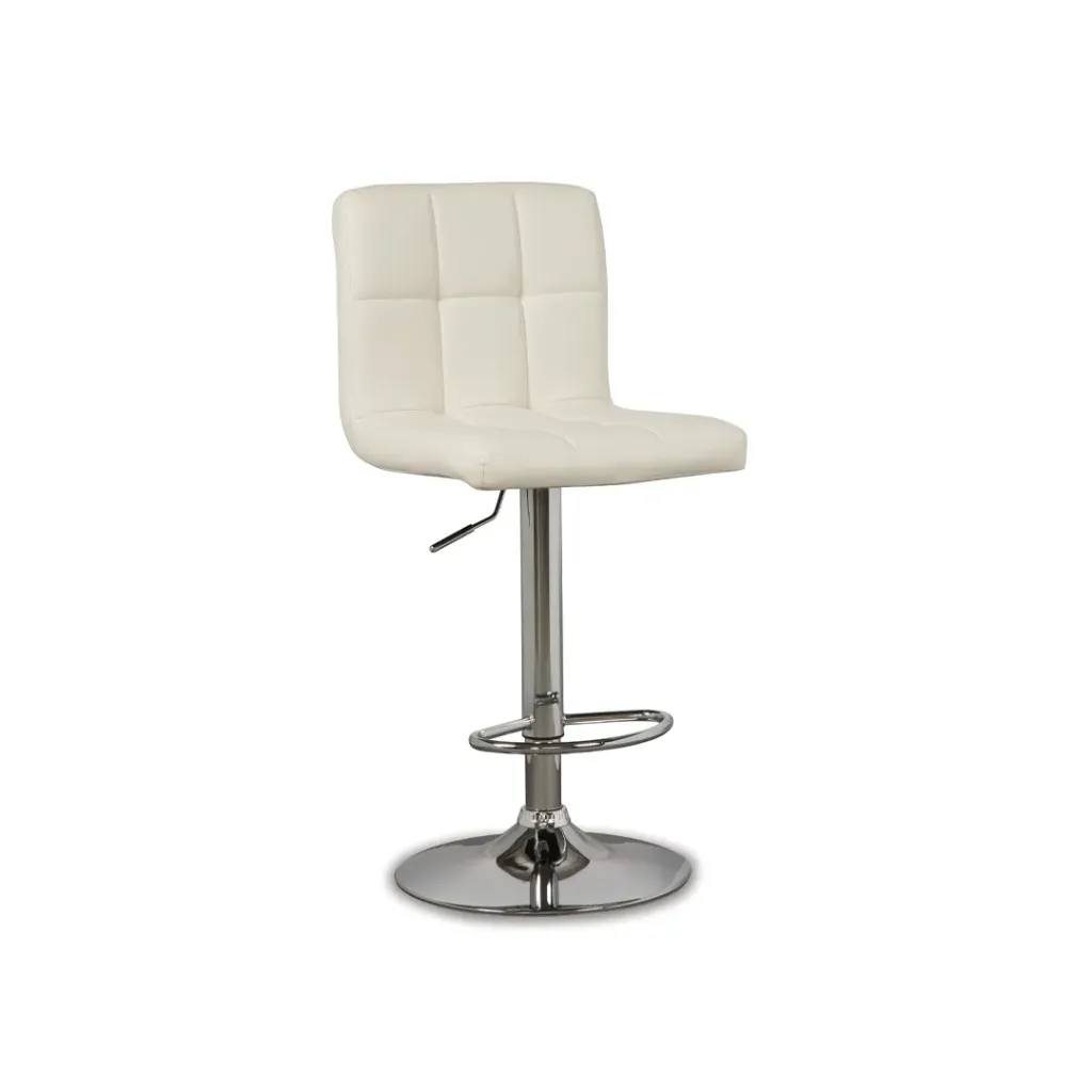 Ashley Bellatier Adjustable Height Bar Stool with Tufted Back(2/CN) - Bone