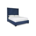 Ashley Coralayne Upholstered Queen Bed - Blue with Adjustable Foundation M9X